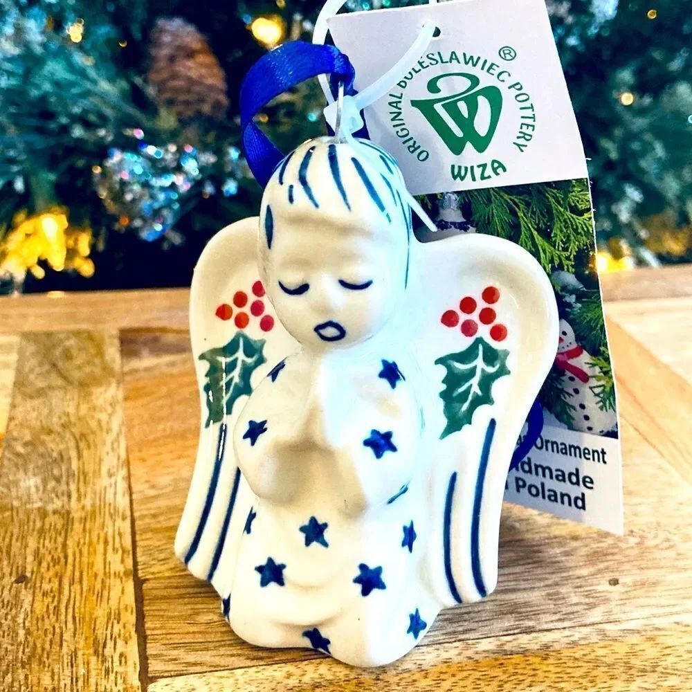 NWT Boleslawiec Polish Pottery Angel Christmas Ornament